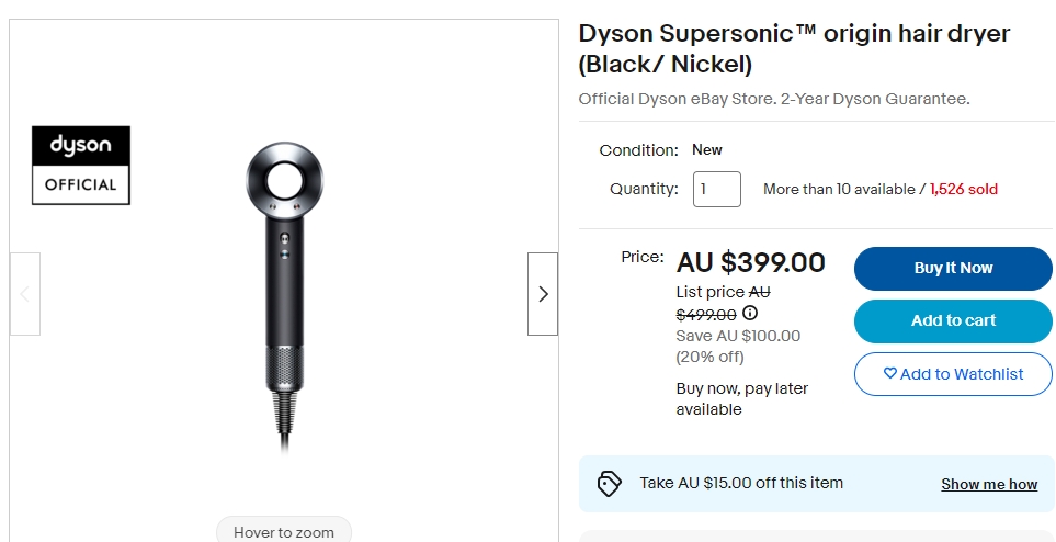 Dyson Supersonic™戴森吹风机23%折扣，现价$384！@ eBay