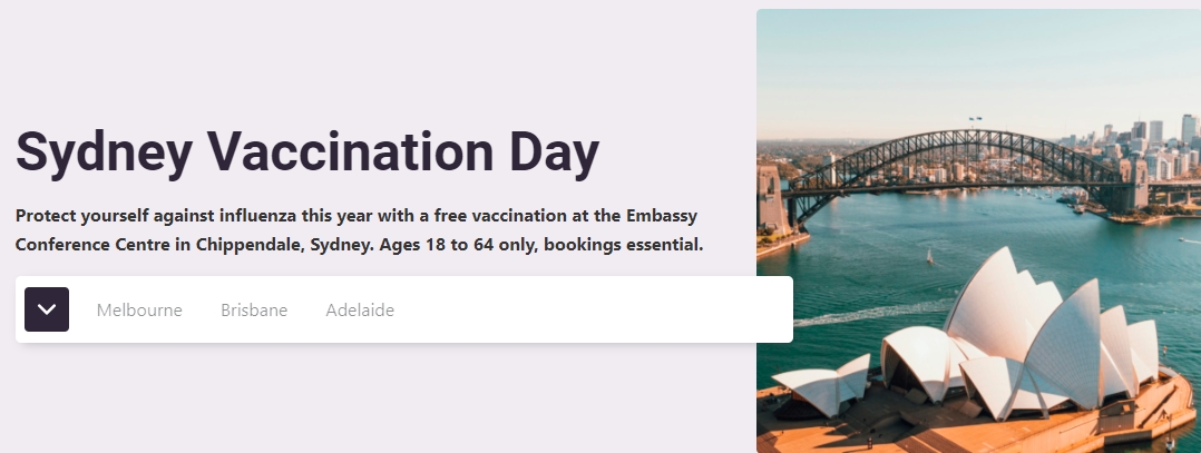 悉尼疫苗接种日免费接种流感疫苗！4月24日！