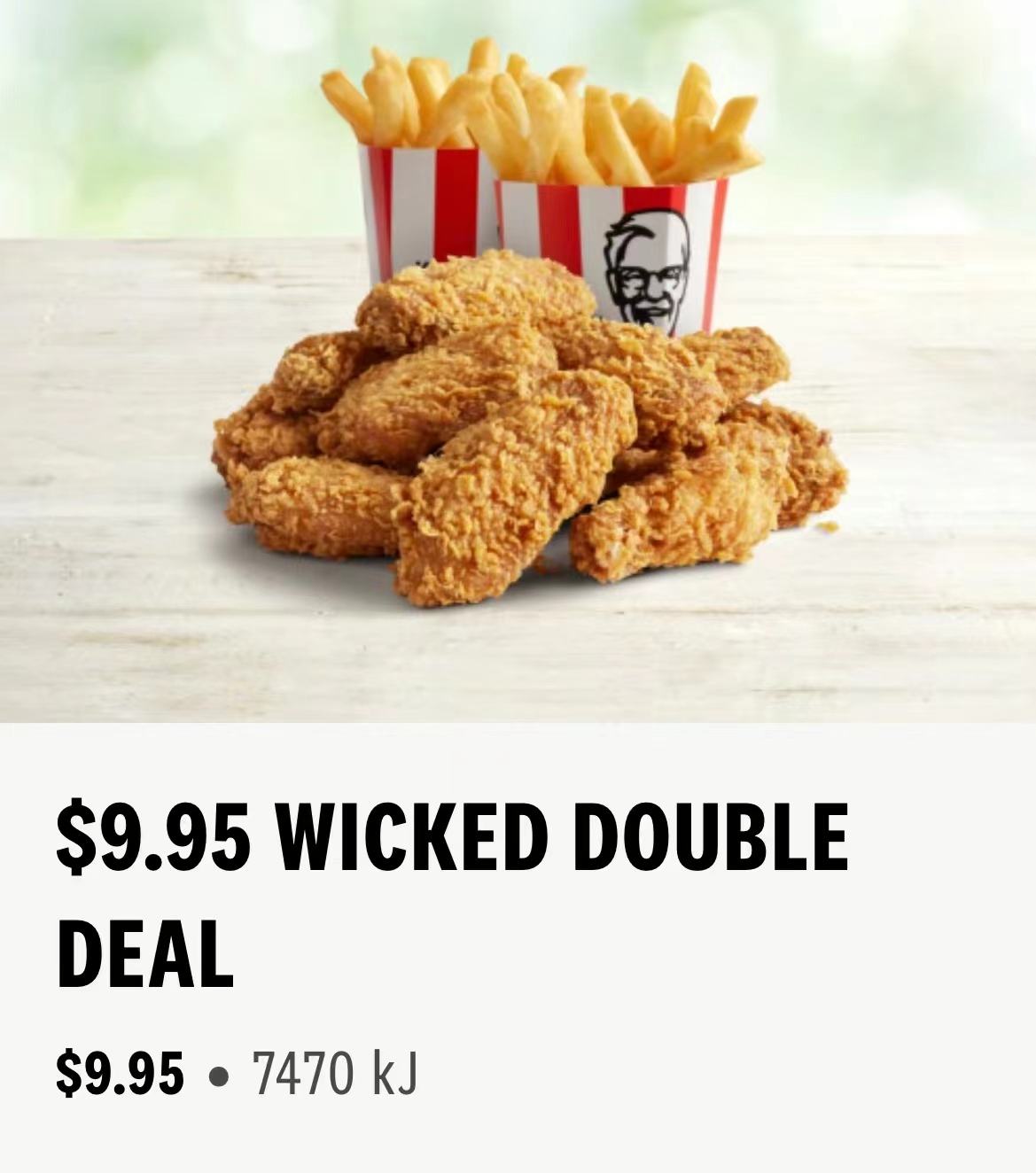 肯德基Wicked Double Deal香辣鸡翅套餐：$9.95！（10个鸡翅+2份薯条）@ KFC