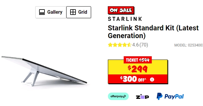 Starlink标准套餐（最新版本）半价！现价$299！@ JB Hi-Fi